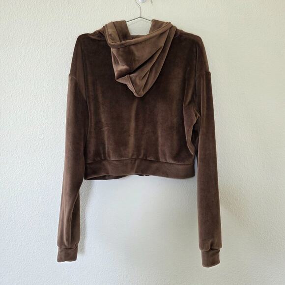 SACRE Brown Velour Zip Hoodie Jacket Womens Size Large Long Sleeve - Picture 5 of 10